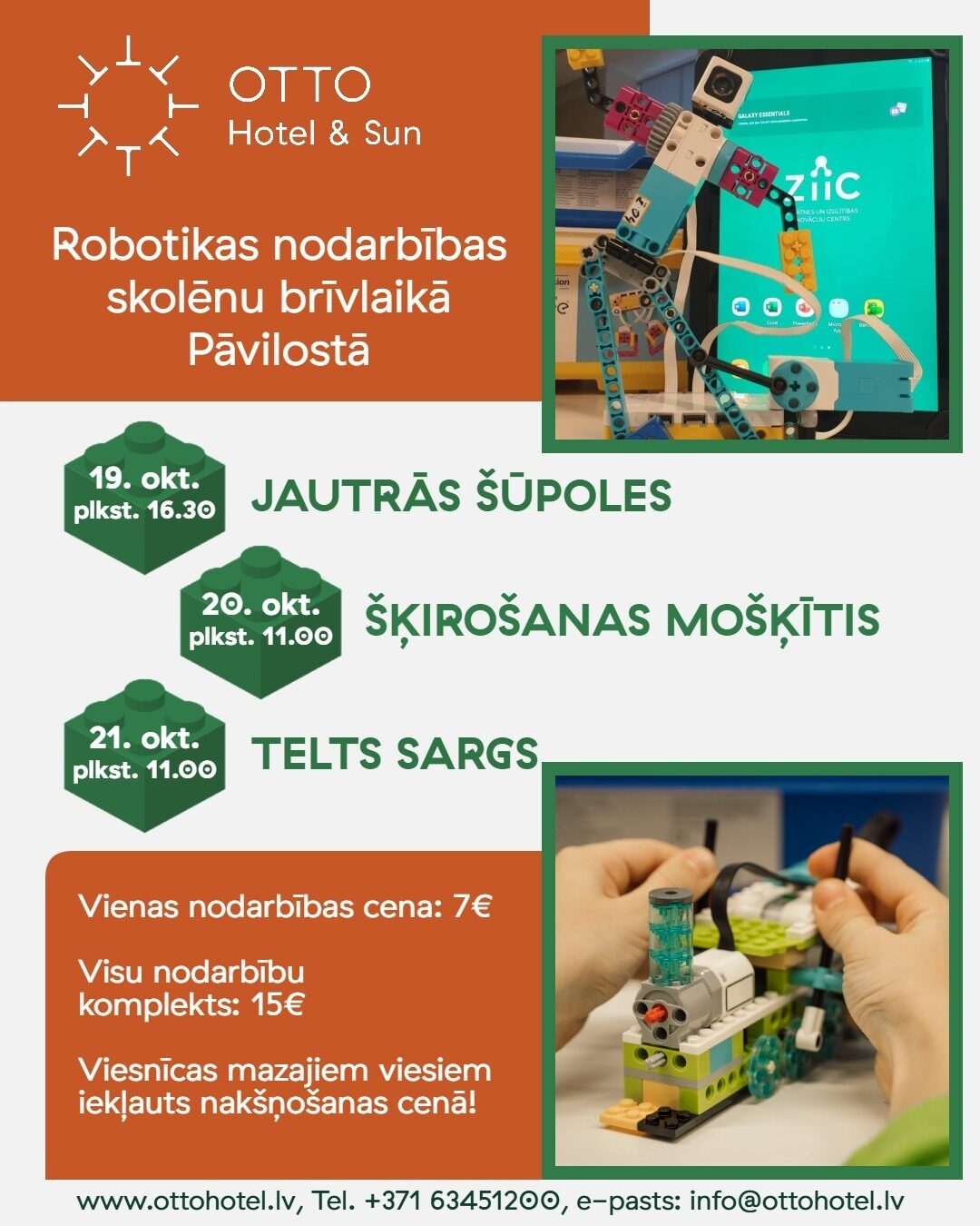 Radošas un praktiskas LEGO robotikas nodarbības OTTO Hotel & Sun