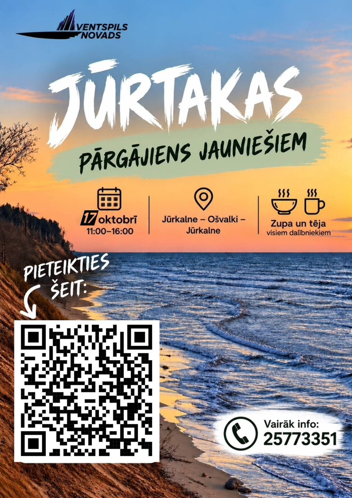 Jūrtakas pārgājiens jauniešiem 17. oktobrī