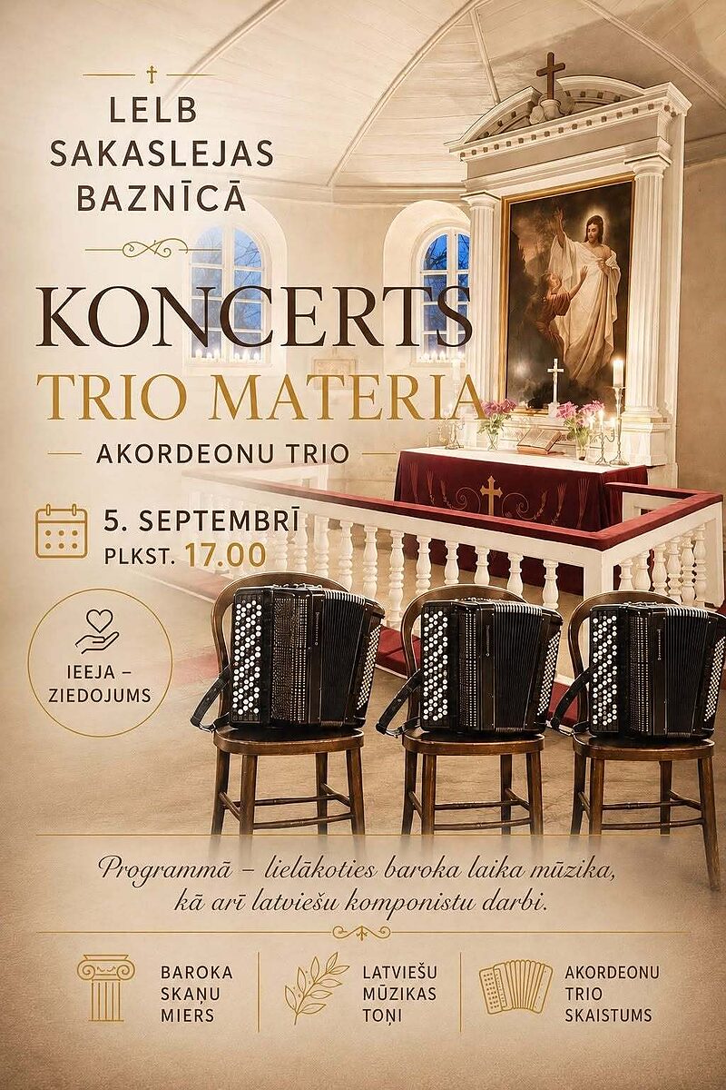 Koncerts "TRIO MATERIA", LELB Sakaslejas baznīcā