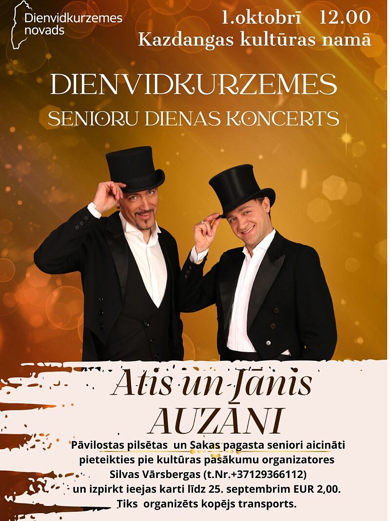 Seniori aicināti pieteikties braucienam uz Dienvidkurzemes senioru dienas koncertu
